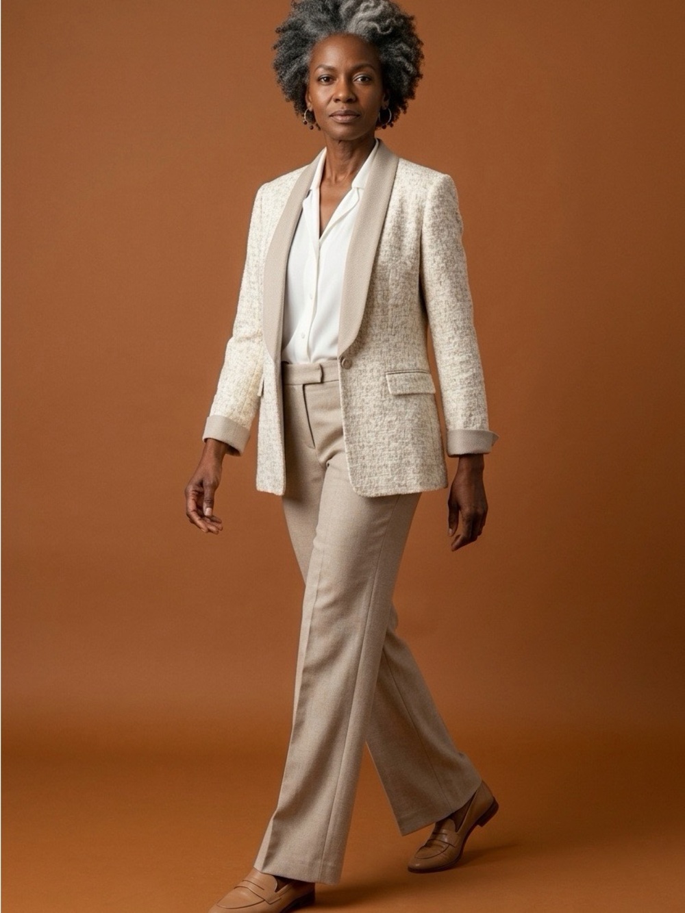 Tahari Joseph Levine new Tailored Light Beige and Cream Pants Suit